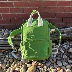 Green Backpack with White Accents